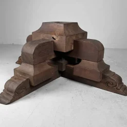 Pamono Antique Japanese Wooden Pedestal, 1890s><noscript><img width=