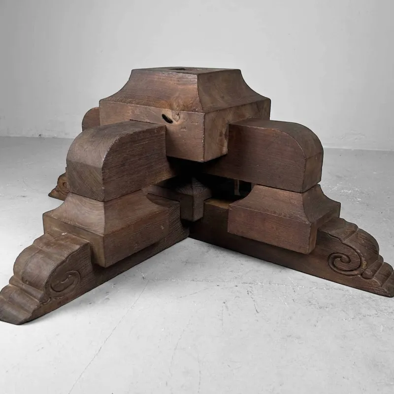Pamono Antique Japanese Wooden Pedestal, 1890s> Pedestals And Columns