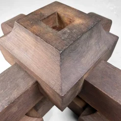 Pamono Antique Japanese Wooden Pedestal, 1890s><noscript><img width=