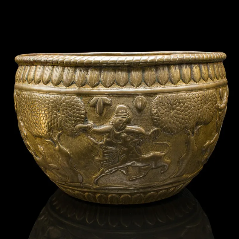 Pamono Antique Jardiniere Bowl in Brass, 1890s> Planters And Jardiniere