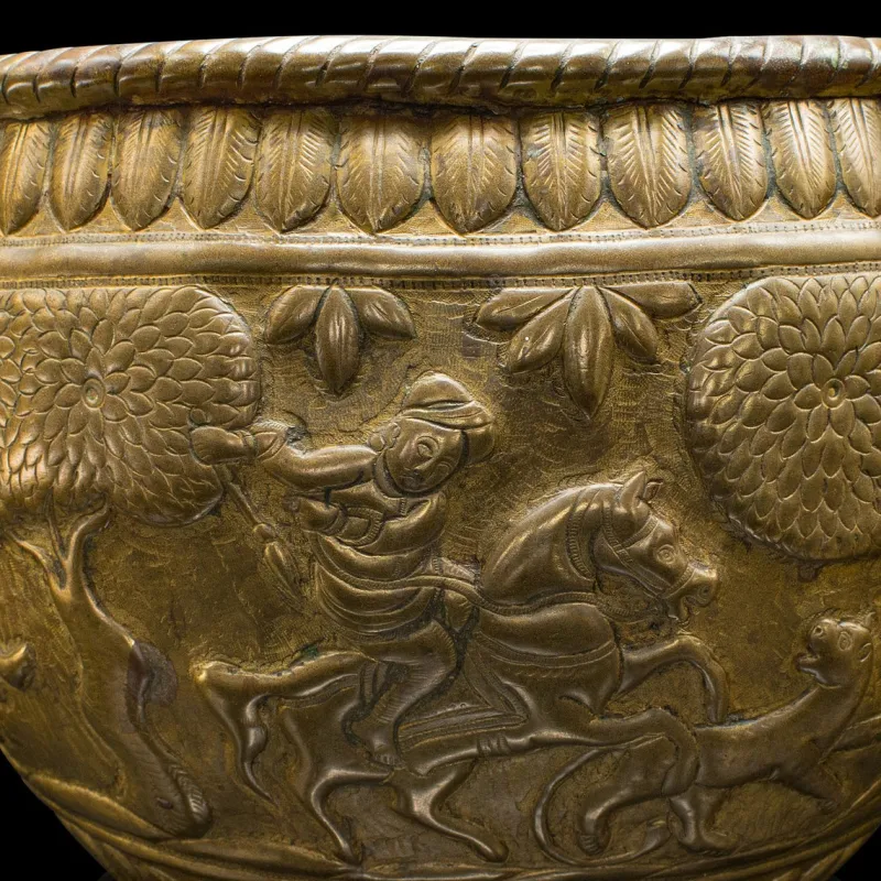 Pamono Antique Jardiniere Bowl in Brass, 1890s> Planters And Jardiniere