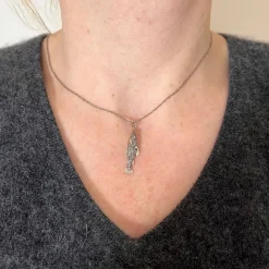 Pamono Antique 18k Rose Gold Silver Ruby Diamond Fish Charm Pendant, 1890s><noscript><img width=
