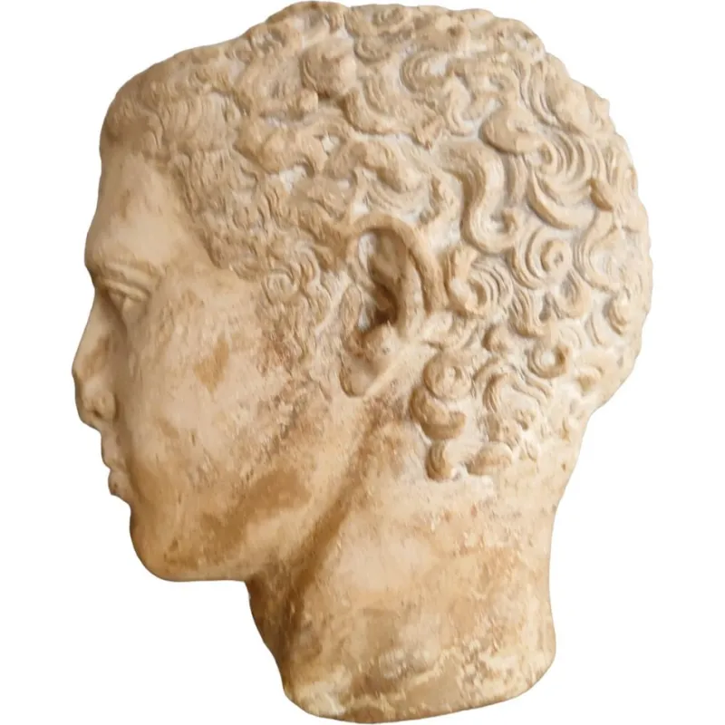 Pamono Antique Life-Size Stone Head, 1900> Garden Accessories