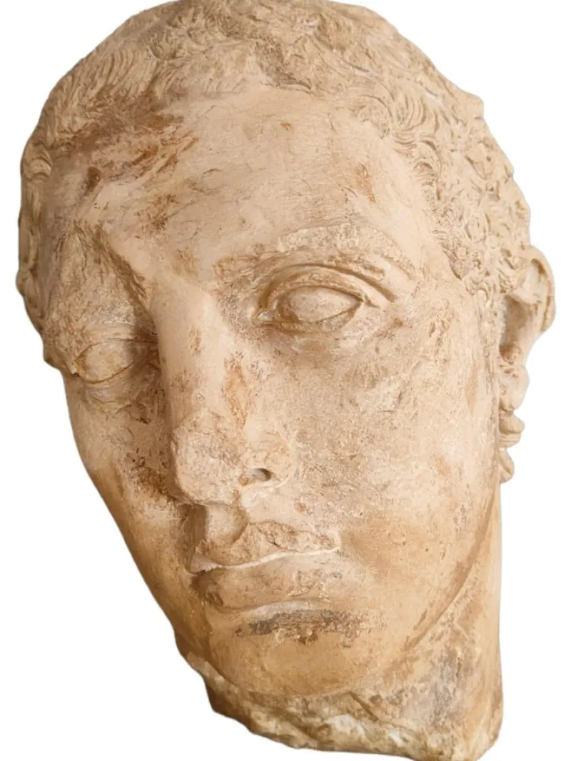 Pamono Antique Life-Size Stone Head, 1900> Garden Accessories