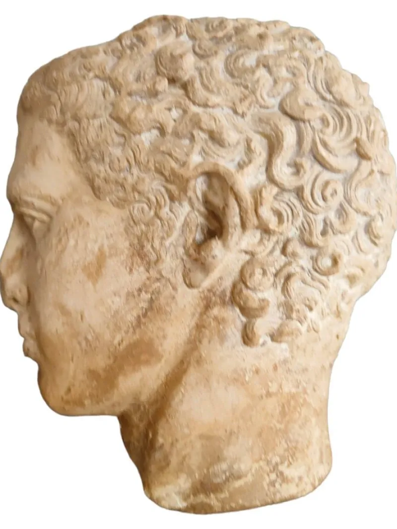 Pamono Antique Life-Size Stone Head, 1900> Garden Accessories
