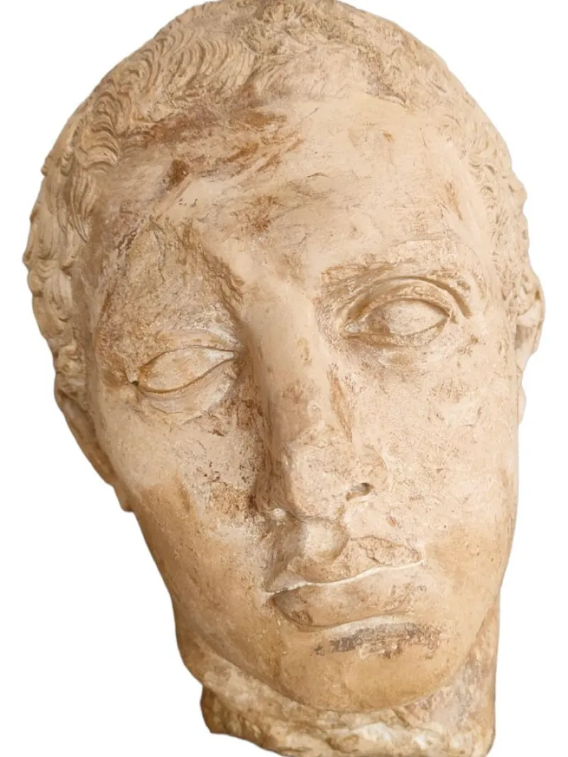 Pamono Antique Life-Size Stone Head, 1900> Garden Accessories