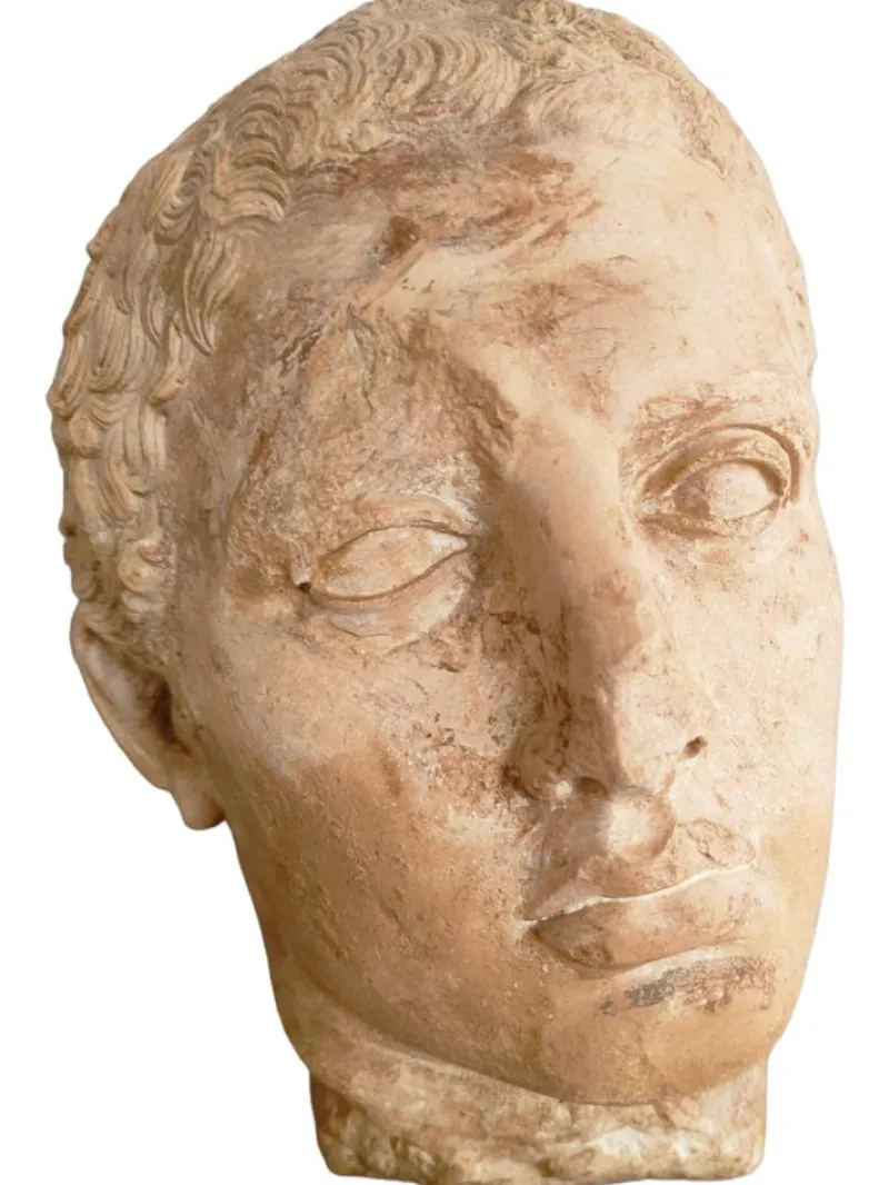 Pamono Antique Life-Size Stone Head, 1900> Garden Accessories