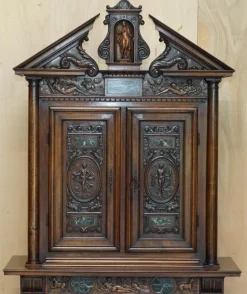 Pamono Antique Louis XIII Revival Walnut and Marble Cabinet, 1860><noscript><img width=