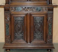 Pamono Antique Louis XIII Revival Walnut and Marble Cabinet, 1860><noscript><img width=