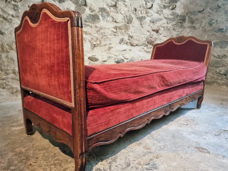 New Pamono Antique Louis XV French Adjustable Beechwood Frame Daybed, 1920s
