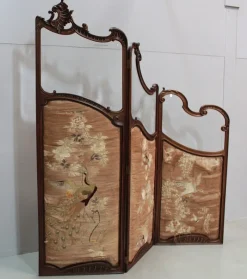 Best Pamono Antique Louis XV Style Walnut and Glass Screen