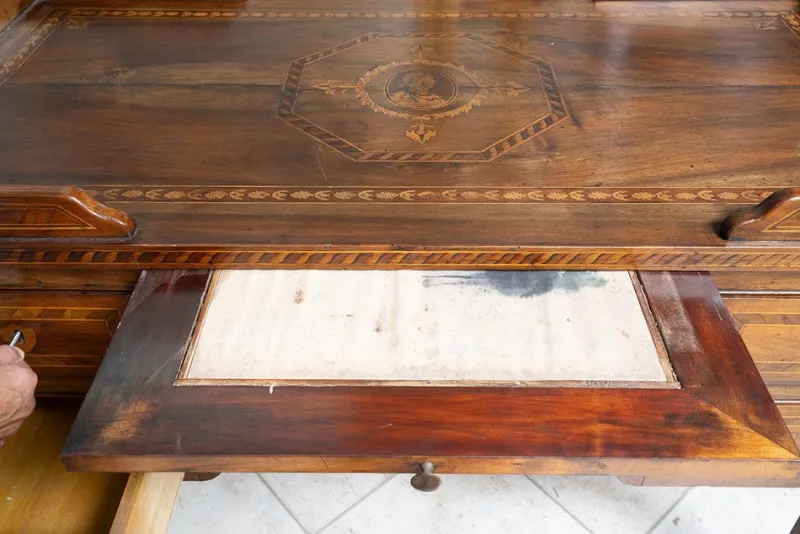 Pamono Antique Louis XVI Center Room Desk in Solid Walnut, Naples, 18th Century> Desks
