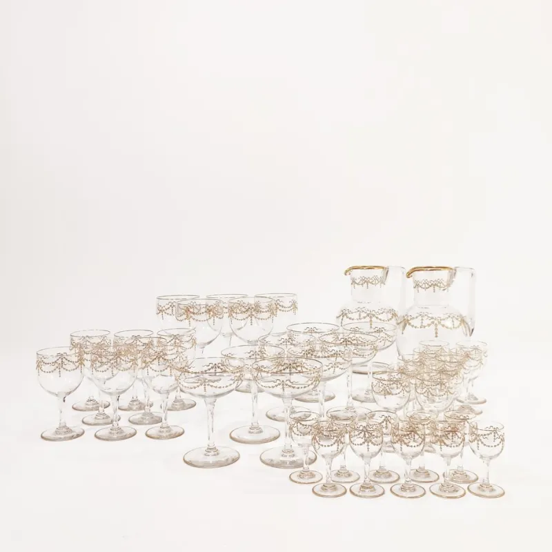 Sale Pamono Antique Louis XVI Style 43-Piece French Baccarat Glassware Set, Set of 43