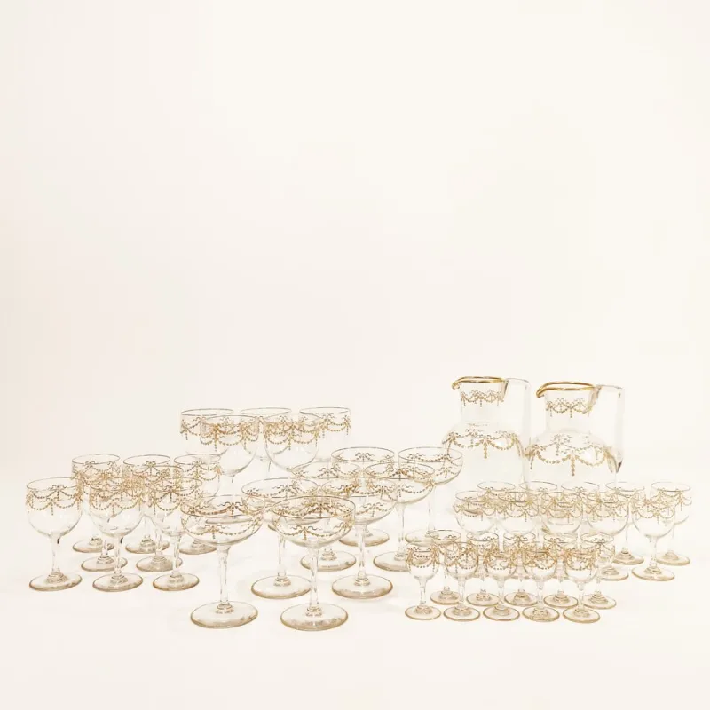 Sale Pamono Antique Louis XVI Style 43-Piece French Baccarat Glassware Set, Set of 43