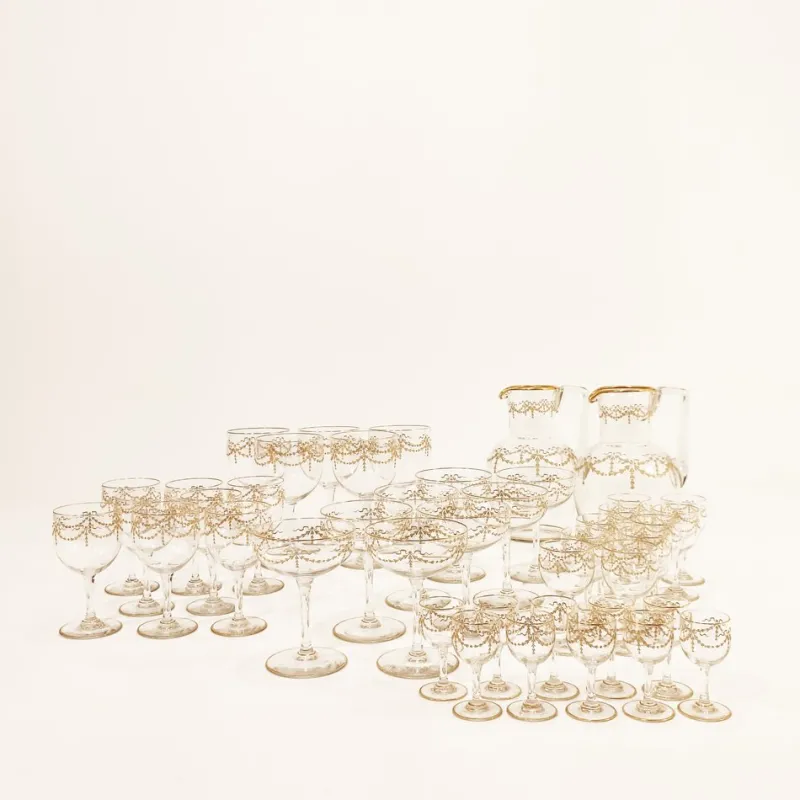 Sale Pamono Antique Louis XVI Style 43-Piece French Baccarat Glassware Set, Set of 43