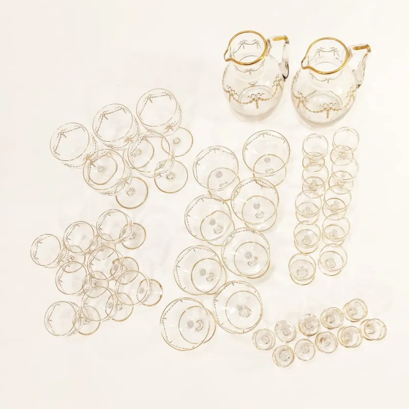 Sale Pamono Antique Louis XVI Style 43-Piece French Baccarat Glassware Set, Set of 43