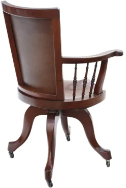 Pamono Antique Mahogany and Leather Swivel Captain's Chair, 1900s><noscript><img width=
