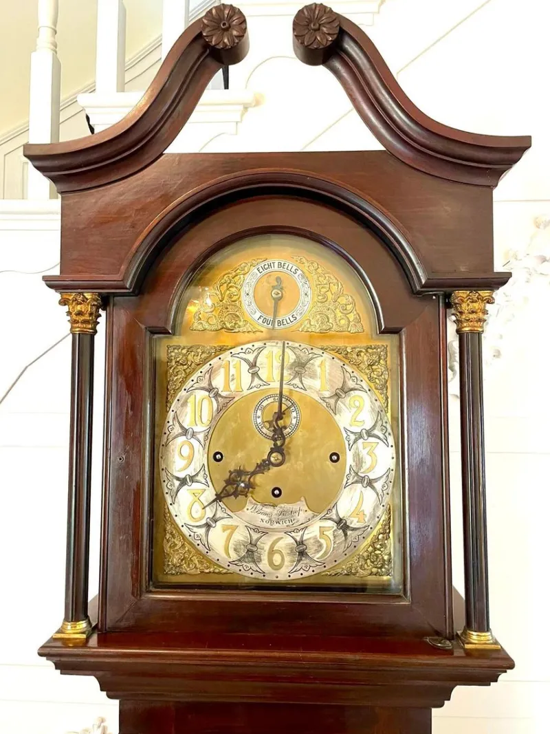 Pamono Antique Mahogany Eight Day Grandfather Clock> Clocks