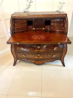 Outlet Pamono Antique Mahogany Floral Marquetry Inlaid Cylinder Bureau, 1780s