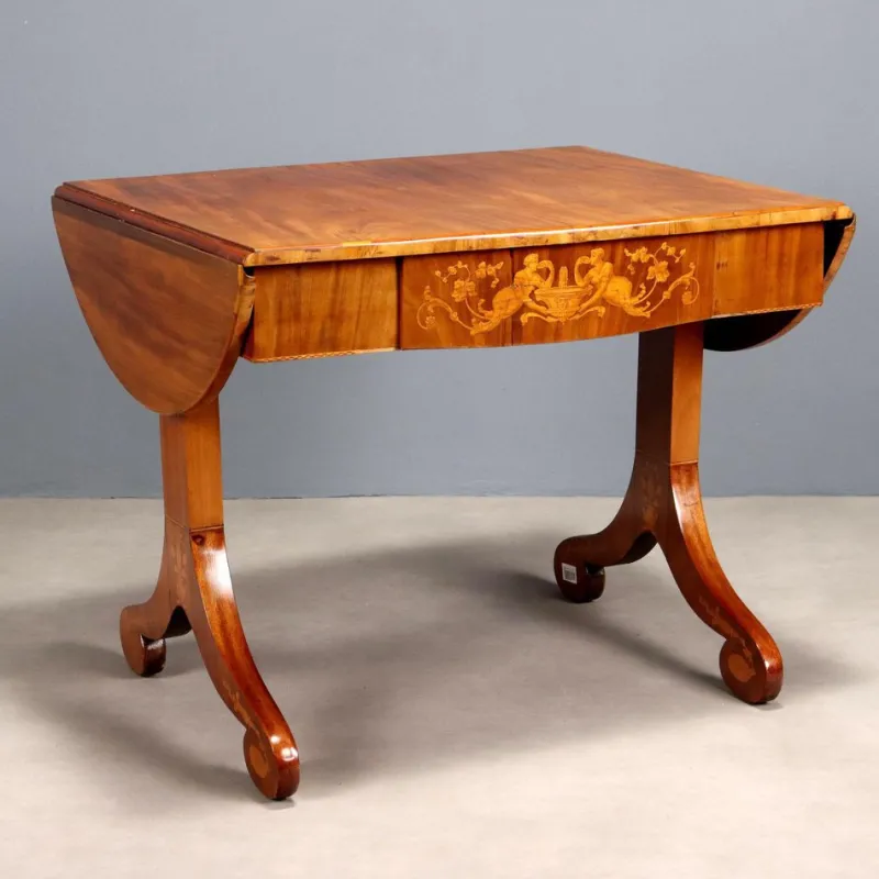 Outlet Pamono Antique Mahogany Scroll Desk