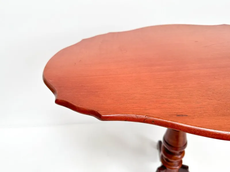 Pamono Antique Mahogany Tripod Table: Scalloped Edge Wine Table, 1890s> Coffee & Side Tables