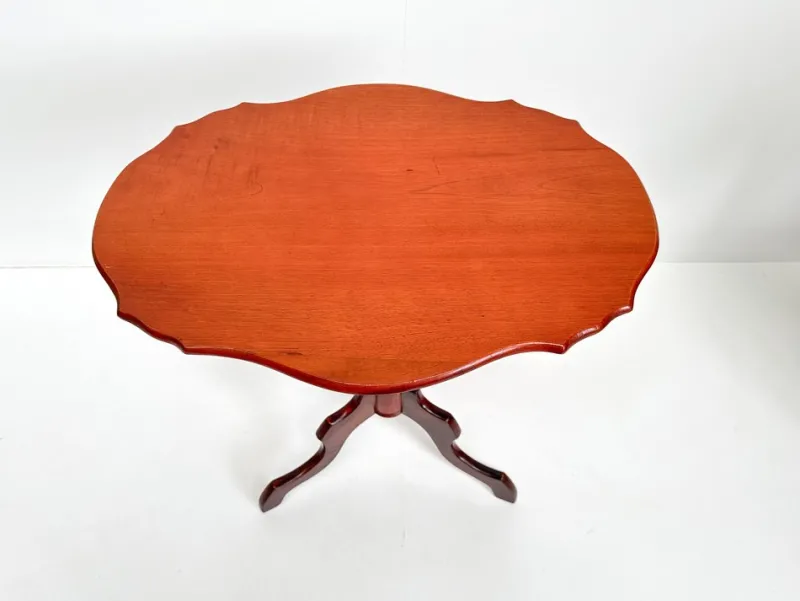 Pamono Antique Mahogany Tripod Table: Scalloped Edge Wine Table, 1890s> Coffee & Side Tables