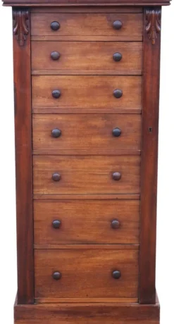 Best Pamono Antique Mahogany Wellington Chest of 7 Drawers, 19th Century