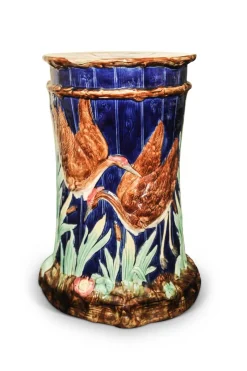 Pamono Antique Majolica Ceramic Garden Stool from Thomas Forester & Sons> Garden Seating