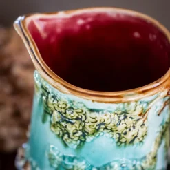 Pamono Antique Majolica Jug by Mouzin Leach & Cie, Nimy-Les-Mons, 1890s><noscript><img width=