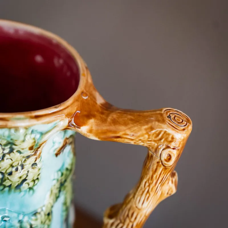 Pamono Antique Majolica Jug by Mouzin Leach & Cie, Nimy-Les-Mons, 1890s> Bottles, Carafes & Jugs