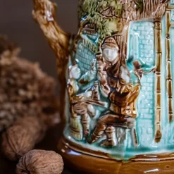 Pamono Antique Majolica Jug by Mouzin Leach & Cie, Nimy-Les-Mons, 1890s><noscript><img width=