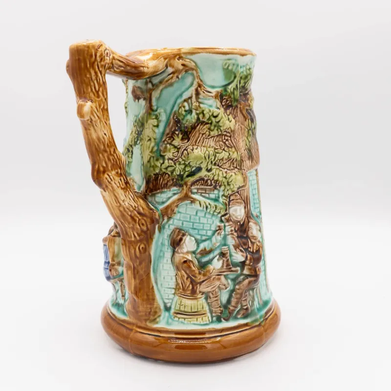 Pamono Antique Majolica Jug by Mouzin Leach & Cie, Nimy-Les-Mons, 1890s> Bottles, Carafes & Jugs