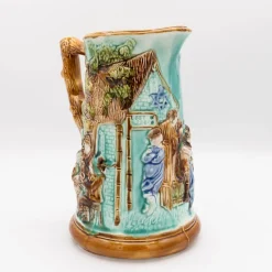 Pamono Antique Majolica Jug by Mouzin Leach & Cie, Nimy-Les-Mons, 1890s><noscript><img width=