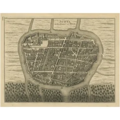 New Pamono Antique Map of Ayutthaya in Siam, 1726