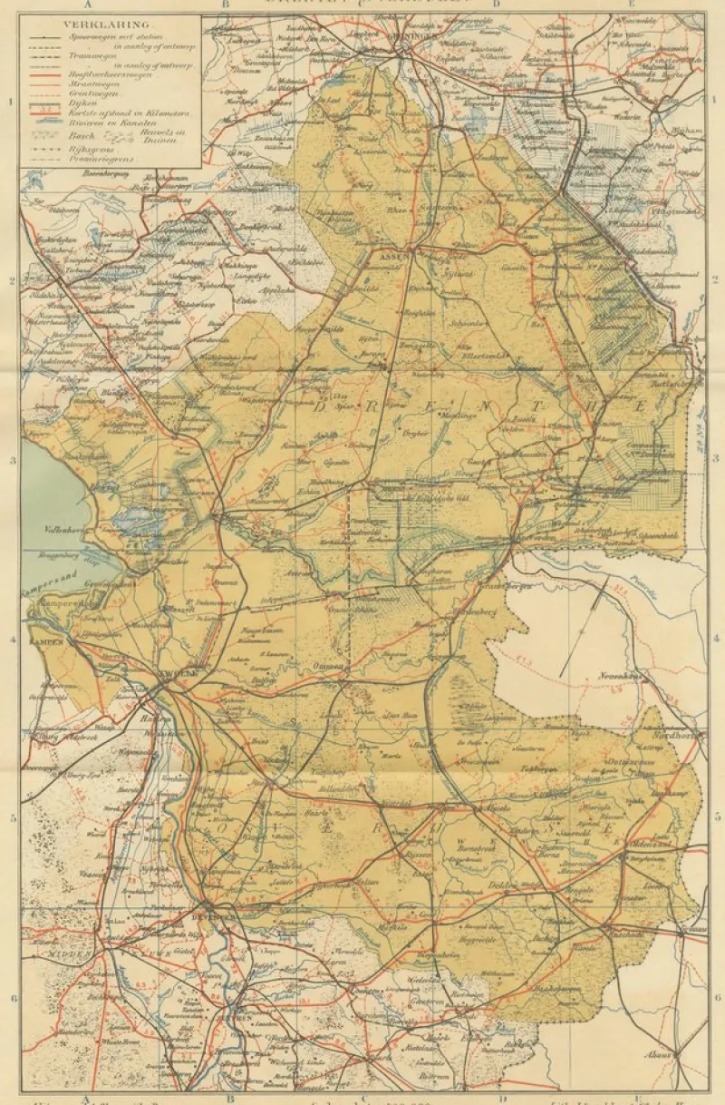 Discount Pamono Antique Map of Drenthe and Overijssel, 1914