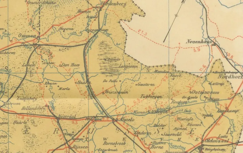 Discount Pamono Antique Map of Drenthe and Overijssel, 1914