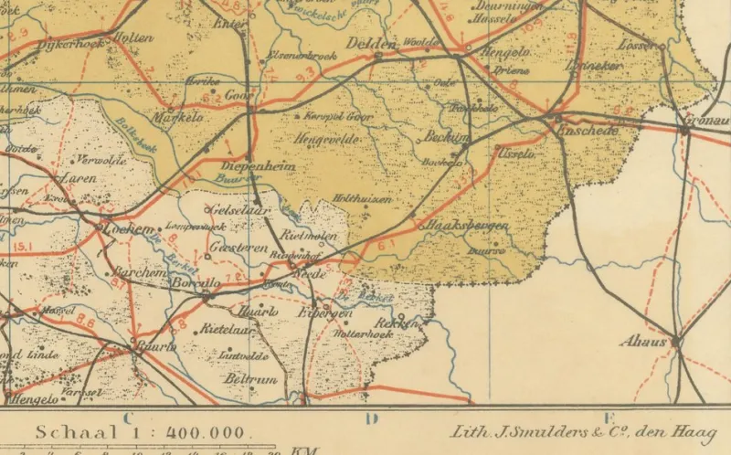 Discount Pamono Antique Map of Drenthe and Overijssel, 1914