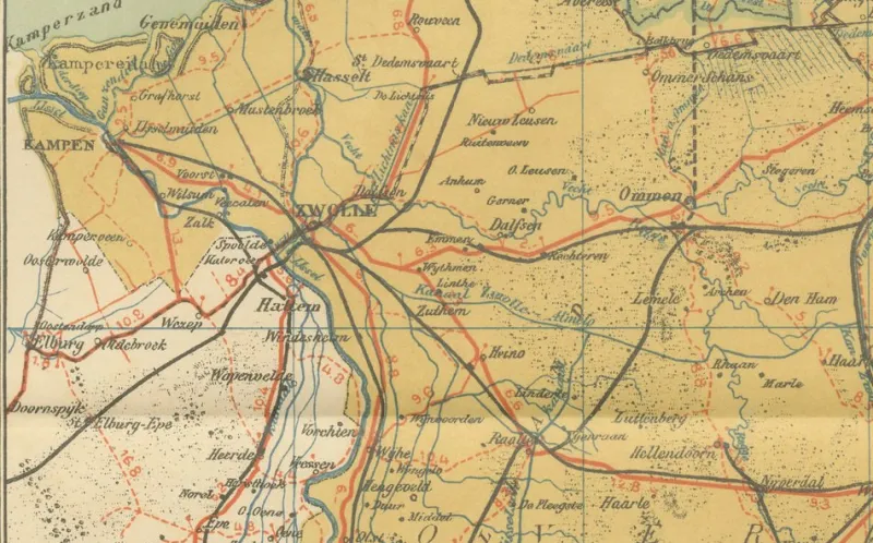 Discount Pamono Antique Map of Drenthe and Overijssel, 1914