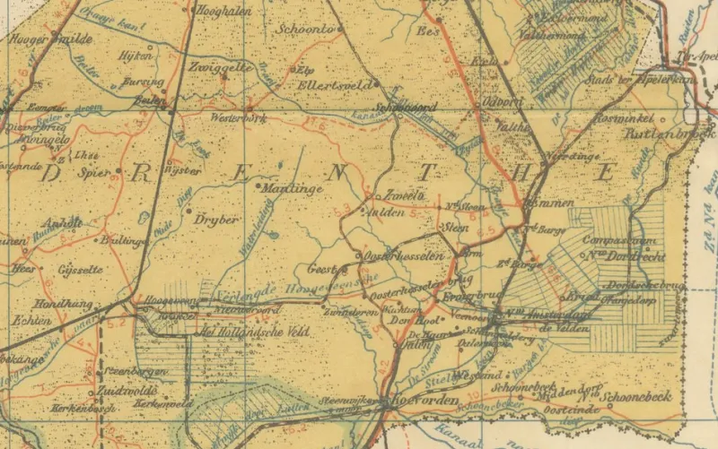 Discount Pamono Antique Map of Drenthe and Overijssel, 1914