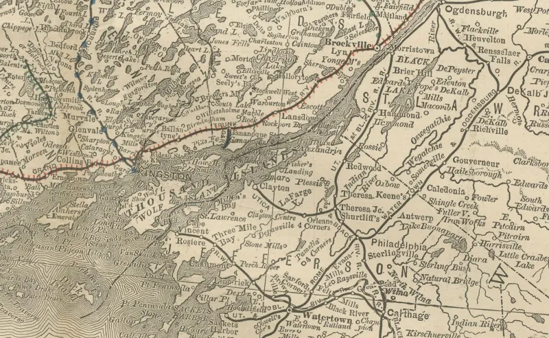 Hot Pamono Antique Map of Eastern Ontario The Heartland Province with Railroads, 1888