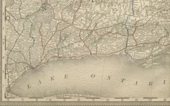 Hot Pamono Antique Map of Eastern Ontario The Heartland Province with Railroads, 1888
