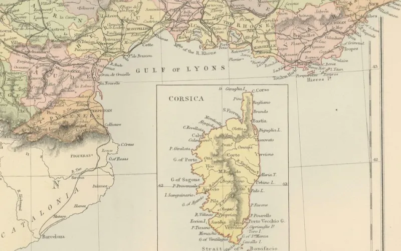 Discount Pamono Antique Map of France, 1884