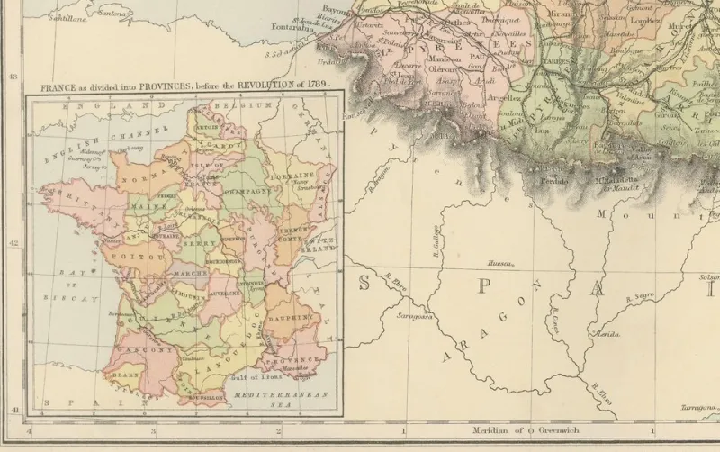 Discount Pamono Antique Map of France, 1884