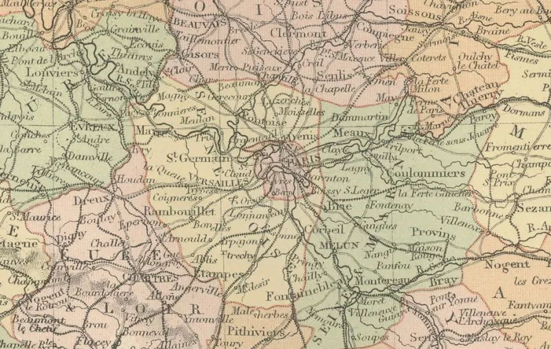 Discount Pamono Antique Map of France, 1884