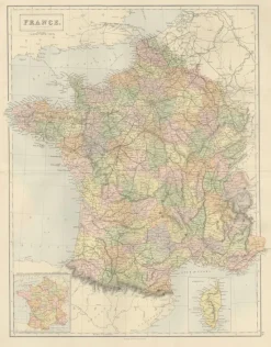 Discount Pamono Antique Map of France, 1884