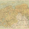Clearance Pamono Antique Map of Friesland & Groningen, 1914