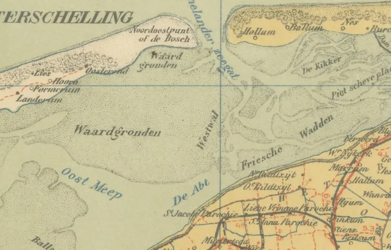 Clearance Pamono Antique Map of Friesland & Groningen, 1914
