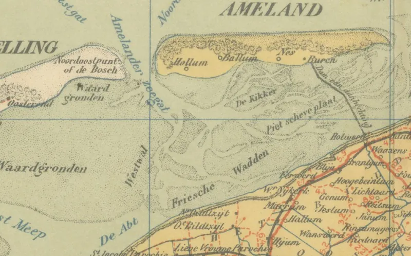 Clearance Pamono Antique Map of Friesland & Groningen, 1914