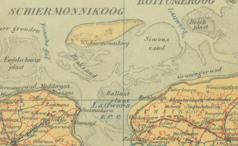 Clearance Pamono Antique Map of Friesland & Groningen, 1914