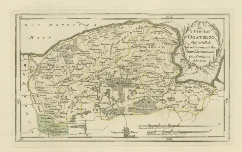 New Pamono Antique Map of Leeuwarden and Dokkum by Von Reilly, 1791